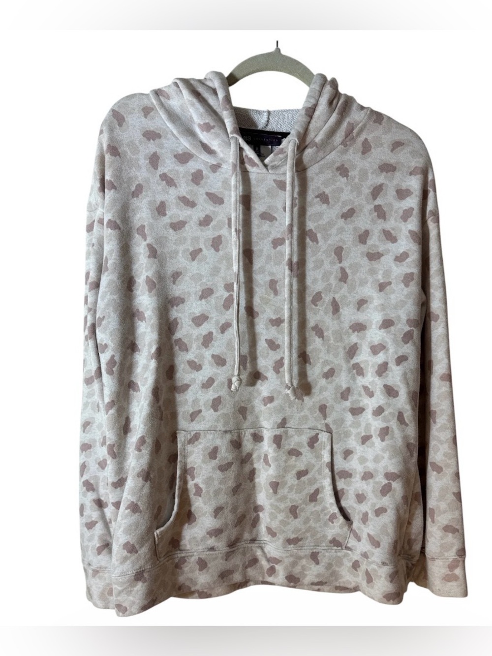 Cozy M&S Collection Animal-Print Hoodie Sweatshirt Cream/Pink Size XL